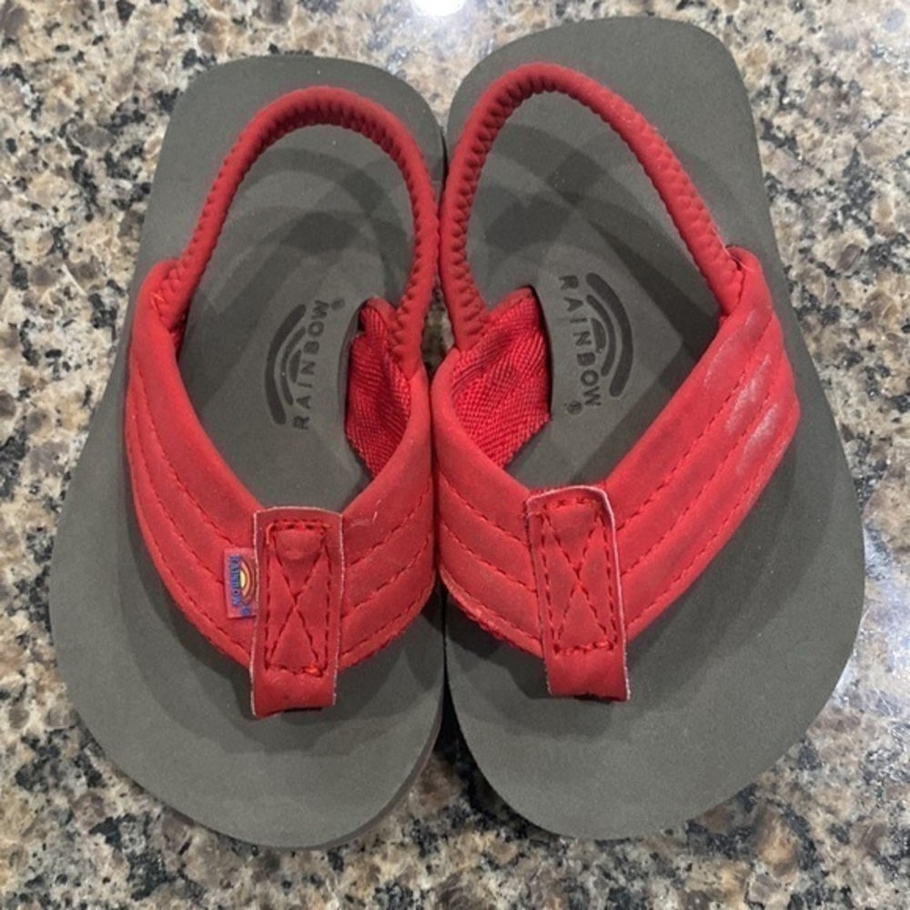 Toddler Rainbow Flip-flops w/detachable strap Size 7/8 GUC